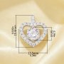 Round Simulated Diamond Heart Pendant White Cubic Zirconia,Solid 925 Sterling Silver Pendant Charm,Pave CZ Stone Heart Pendant Charm 6110164