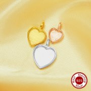 Minimalist Keepsake Breast Milk Resin Heart Bezel Pendant Blank Settings,Solid Back Solid 925 Sterling Silver Rose Gold Plated Charm,Minimalism Heart Pendant 1431317