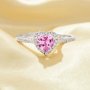 Dainty Halo Heart Ring With 6MM Heart Pink Cubic Zirconia,Solid 925 Sterling Silver Ring,Dainty Pave CZ Stone Heart Ring 6270047