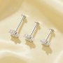 1pcs Dainty Screw Back Flower Studs Earrings With Round White Cubic Zirconia,Solid 925 Sterling Silver Earring,Pave CZ Stone Flower Earrings 6310098