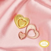 Keepsake Breast Milk Resin Heart Bezel Pendant Settings,Pair Lovers' Solid 14K 18K Gold Charm,Simple Heart Pendant,DIY Pendant Supplies 1431294