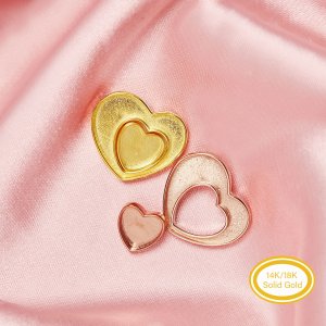 Keepsake Breast Milk Resin Heart Bezel Pendant Settings,Pair Lovers\' Solid 14K 18K Gold Charm,Simple Heart Pendant,DIY Pendant Supplies 1431294