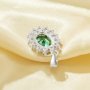 Luxury Oval Pendant With 6x8MM Oval Green Cubic Zirconia,Solid 925 Sterling Silver Pendant Charm,Vintage Styles CZ Stone Pendant 6120052