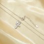 1PCS Cross White Cubic Zirconia Pendant Necklace,Solid 925 Sterling Silver Necklace,Dainty Pave CZ Stone Cross Necklace Chain 16''+2'' 6190086