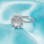 Keepsake Breast Milk Resin Round Bezel Ring Blank Settings,Halo Solid 925 Sterling Silver Color CZ Birthstone Ring 1212105