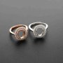 1Pcs Multiple Sizes Luxury Rose Gold Silver Oval Gems Cz Stone Prong Bezel Solid 925 Sterling Silver Adjustable Ring Settings 1224013