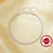 1PCS Minimalist Thick Rope Chain Bracelet,Solid 925 Sterling Silver Bracelet,Simple Bracelet With Chain 6.8''+1.6'' 6490075