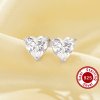 Minimalist Heart Simulated Diamond Studs Earrings With 6MM Heart Cubic Zirconia,Solid 925 Sterling Silver Earring,Simple CZ Stone Heart Earrings 6370018