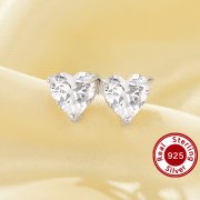 Minimalist Heart Simulated Diamond Studs Earrings With 6MM Heart Cubic Zirconia,Solid 925 Sterling Silver Earring,Simple CZ Stone Heart Earrings 6370018