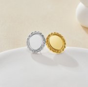 Keepsake Breastmilk Stainless Steel Oval Bezel Earrings Settings, Gold Plated 304L Studs Earrings,0.5MM Deep DIY Supplies 1706149