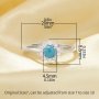 1PCS Round Blue Simulated Turquoise Ring,Flower Solid 925 Sterling Silver Ring,December Birthstone Ring,Adjustable Ring,Vintage Styles Ring 6210282