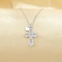 1PCS Cross White Cubic Zirconia Pendant Necklace,Solid 925 Sterling Silver Necklace,Dainty Pave CZ Stone Cross Necklace Chain 16''+2'' 6190086