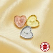 Keepsake Breast Milk Resin Heart Bezel Pendant Settings,Solid 925 Sterling Silver Rose Gold Plated Charm,Simple Heart Pendant,DIY Pendant Supplies 1431278