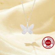 1PCS Minimalist Butterfly Pendant Necklace,Plain Solid 925 Sterling Silver Necklace,No Plating Simple Butterfly Necklace Chain 16''+2'' 6190087