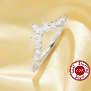 US Size 6.75 Dainty Curved Stackable Ring,Solid 925 Sterling Silver Ring With CZ Stone,Curved Art Deco Stacker Ring,DIY Ring Supplies 6290603