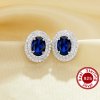 Luxury Oval Studs Earrings With 5x7MM Lab Created Sapphire,Solid 925 Sterling Silver Studs Earrings,September Birthstone Earrings 6310083