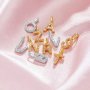 6-9MM Initial Letter Charm,Solid 14K 18K Gold Pendant Charm,Pave Moissanite Alphabet Charm,DIY Custom Name Charm Supplies 1431265