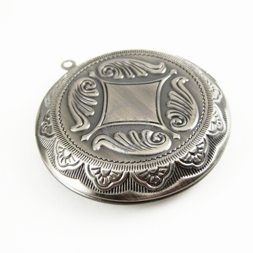 5PCS 30MM SETTING SIZE ROUND VINTAGE ANTIQUE SILVER PHOTO LOCKET PENDANT 1113003 - Click Image to Close