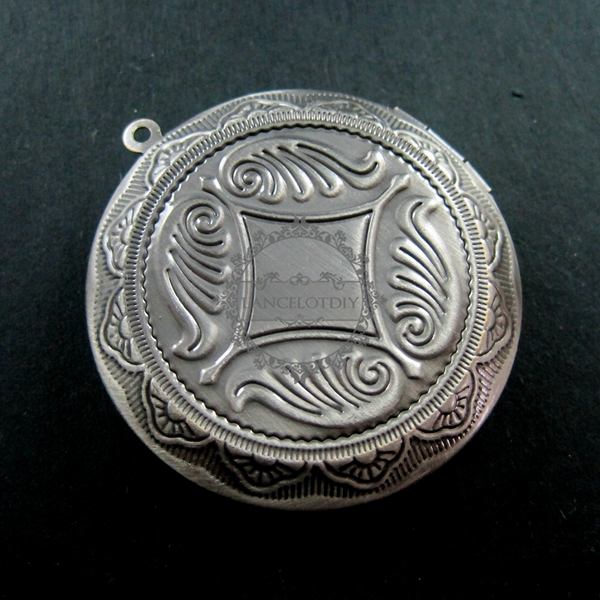 5PCS 30MM SETTING SIZE ROUND VINTAGE ANTIQUE SILVER PHOTO LOCKET PENDANT 1113003 - Click Image to Close