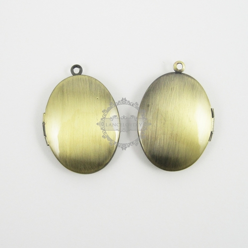 5Pcs 22x27mm vintage brass bronze oval blank photo locket 1121039 - Click Image to Close