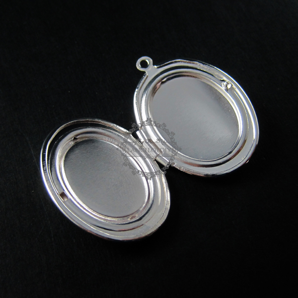 5pcs 13x18mm setting size pendant tray setting bezel vintage brass silver plated oval blank photo locket supplies charm 1122008 - Click Image to Close