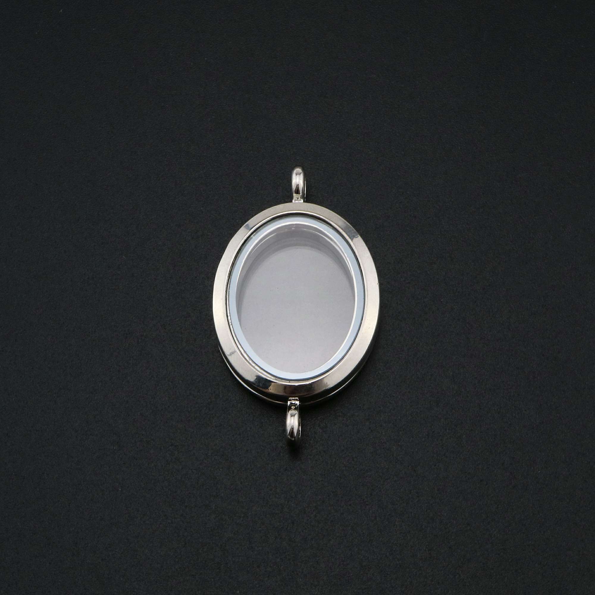 1Pcs 26x39x8MM Silver Oval Glass Locket with Two Loops Pendant Charm DIY Supplies 1122011 - Click Image to Close