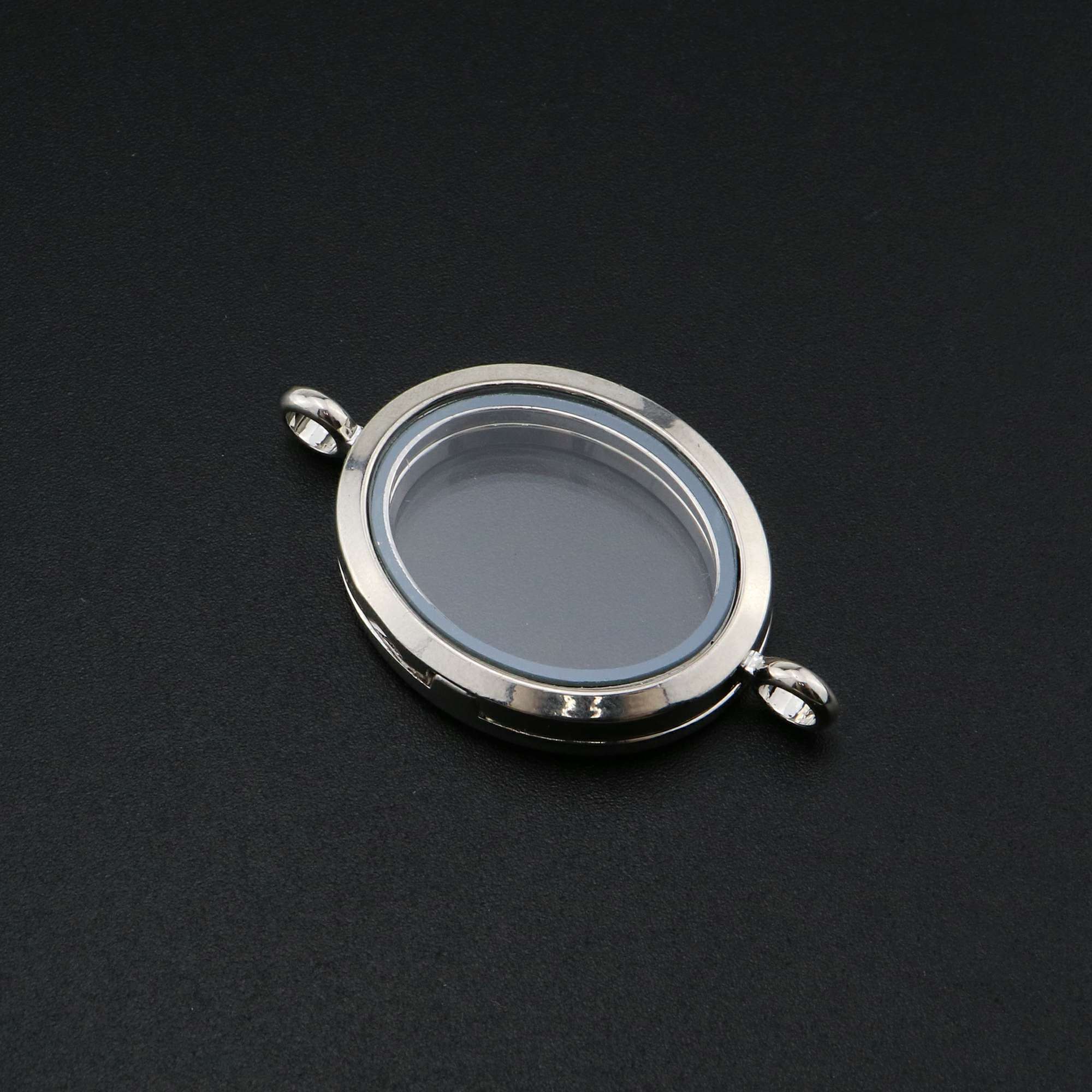 1Pcs 26x39x8MM Silver Oval Glass Locket with Two Loops Pendant Charm DIY Supplies 1122011 - Click Image to Close