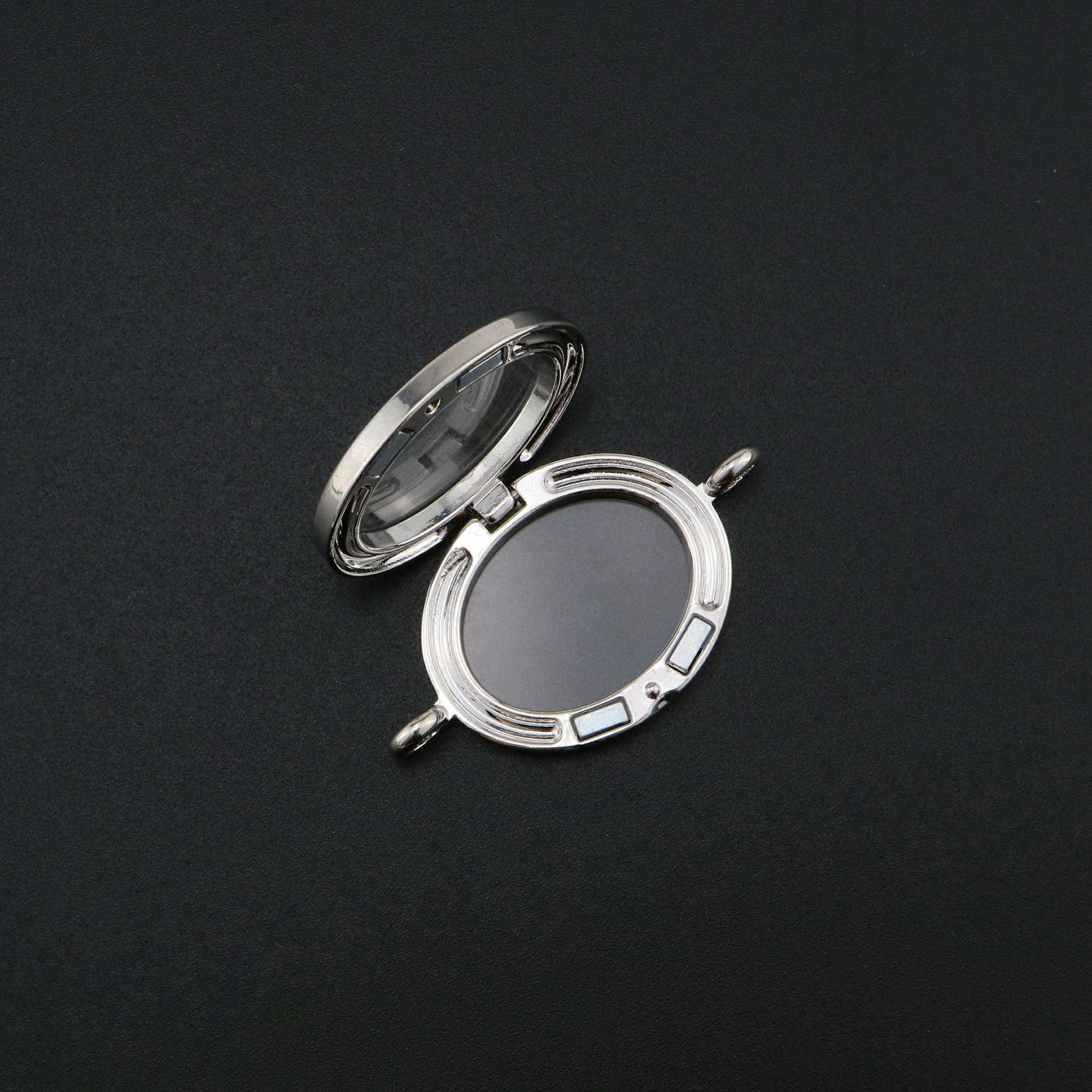 1Pcs 26x39x8MM Silver Oval Glass Locket with Two Loops Pendant Charm DIY Supplies 1122011 - Click Image to Close