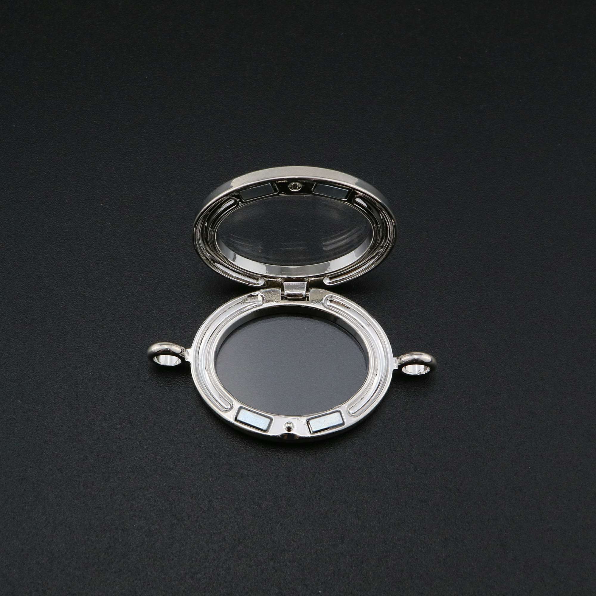 1Pcs 26x39x8MM Silver Oval Glass Locket with Two Loops Pendant Charm DIY Supplies 1122011 - Click Image to Close