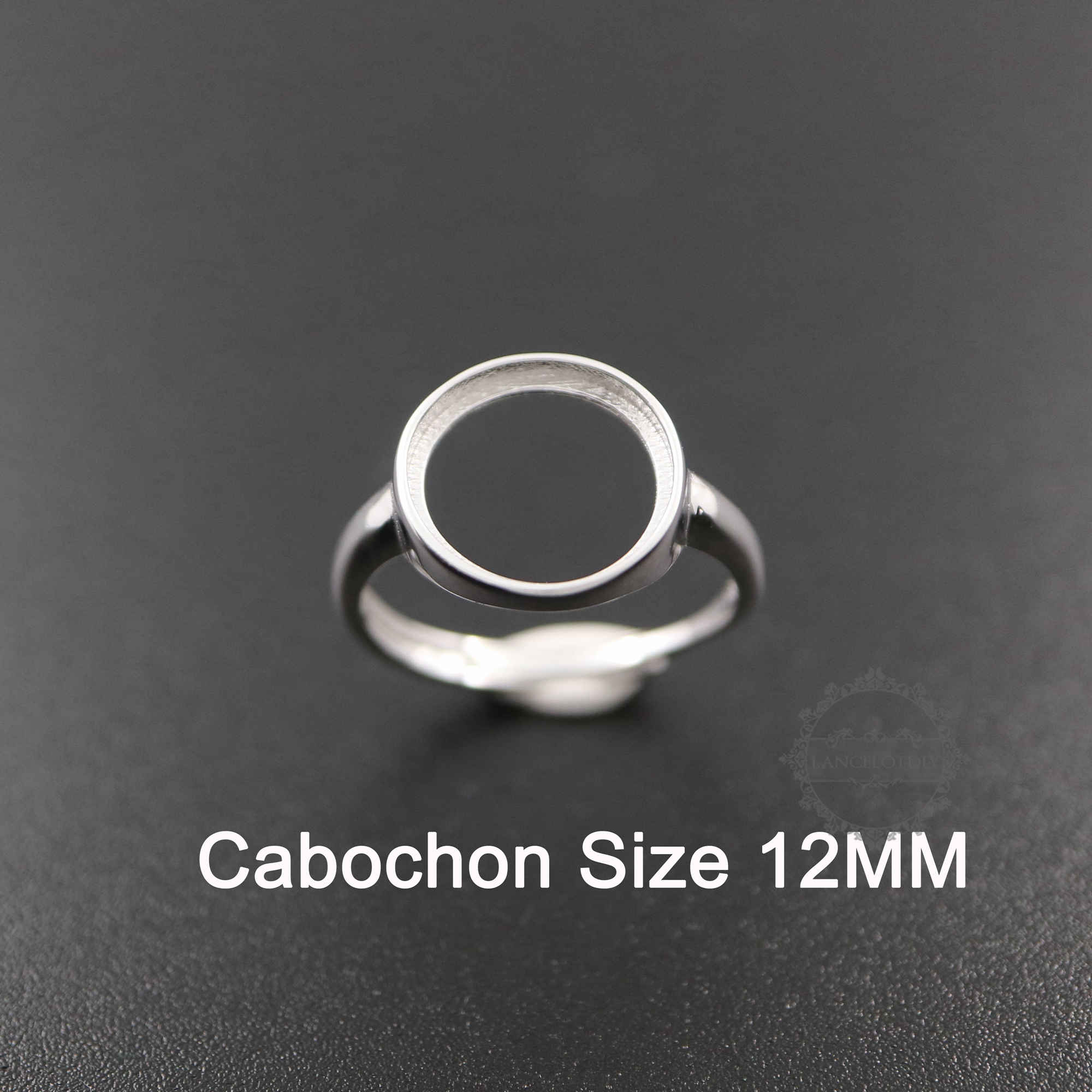 1Pcs 12MM Round Bezel 925 Sterling Silver Ring Setting Bezel Basic Ring  Size Diameter 18MM DIY Adjustable Ring Setting 1212034-3, 1212034-3