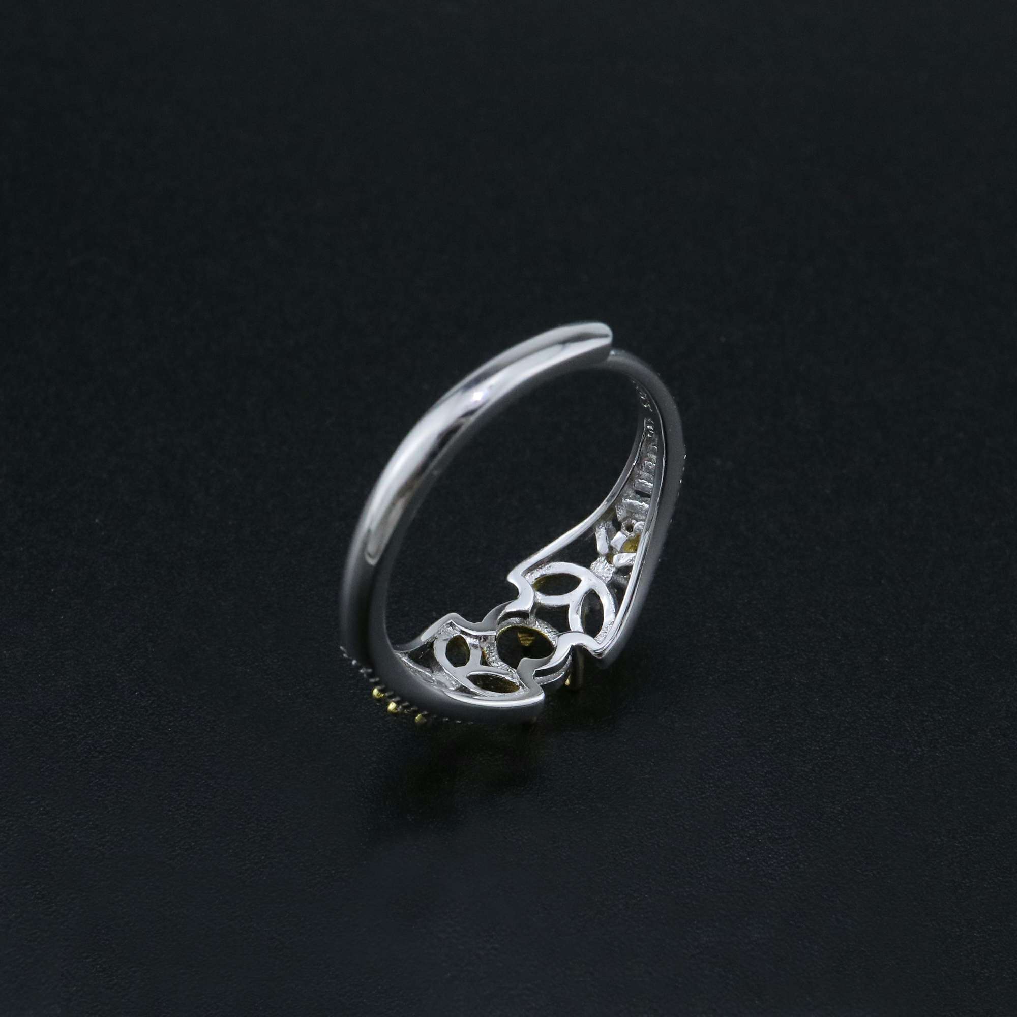 1Pcs 4x5MM Oval Bezel Lace Vintage Style Gold Plated Solid 925 Sterling Silver Adjustable Prong Ring Settings Blank for Gemstone 1212056 - Click Image to Close