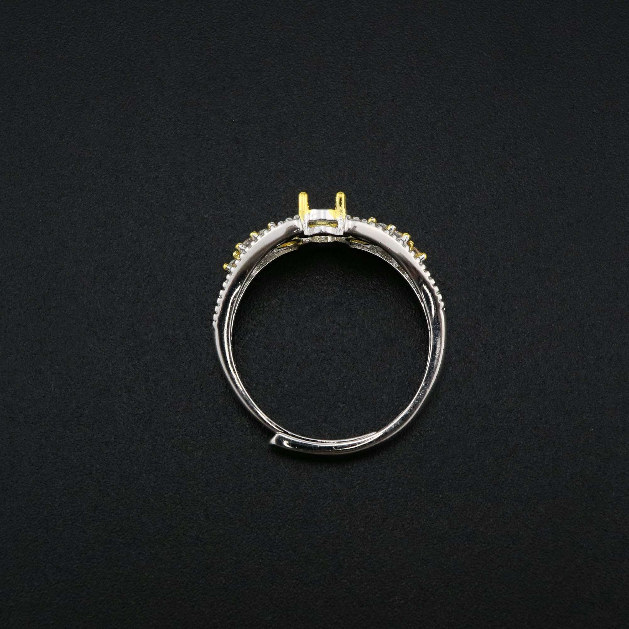 1Pcs 4x5MM Oval Bezel Lace Vintage Style Gold Plated Solid 925 Sterling Silver Adjustable Prong Ring Settings Blank for Gemstone 1212056 - Click Image to Close