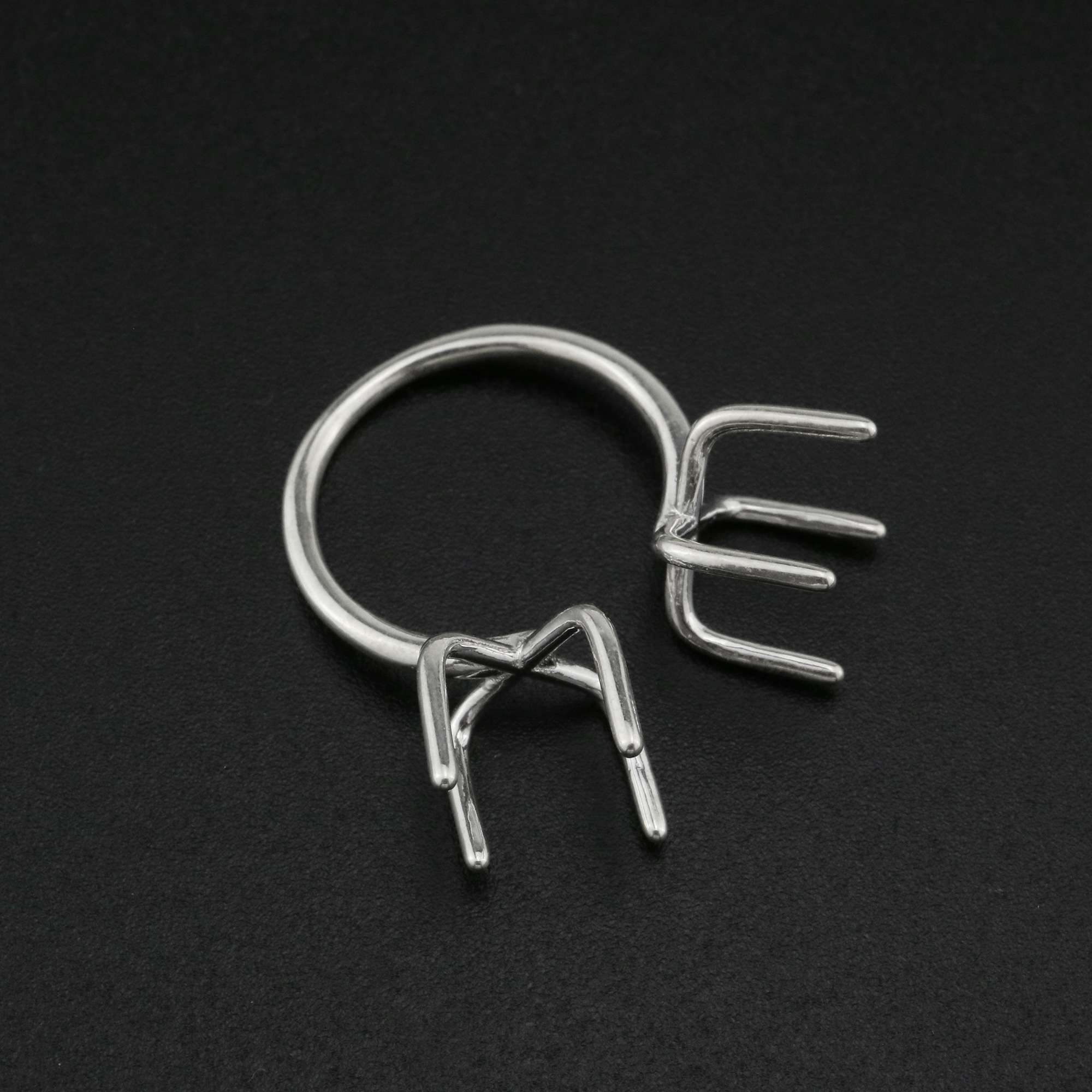 Irregular Stone Prong Claw Ring Settings Solid 925 Sterling Silver Raw Stone Adjustable Bezel Ring DIY supplies findings 1212070 - Click Image to Close