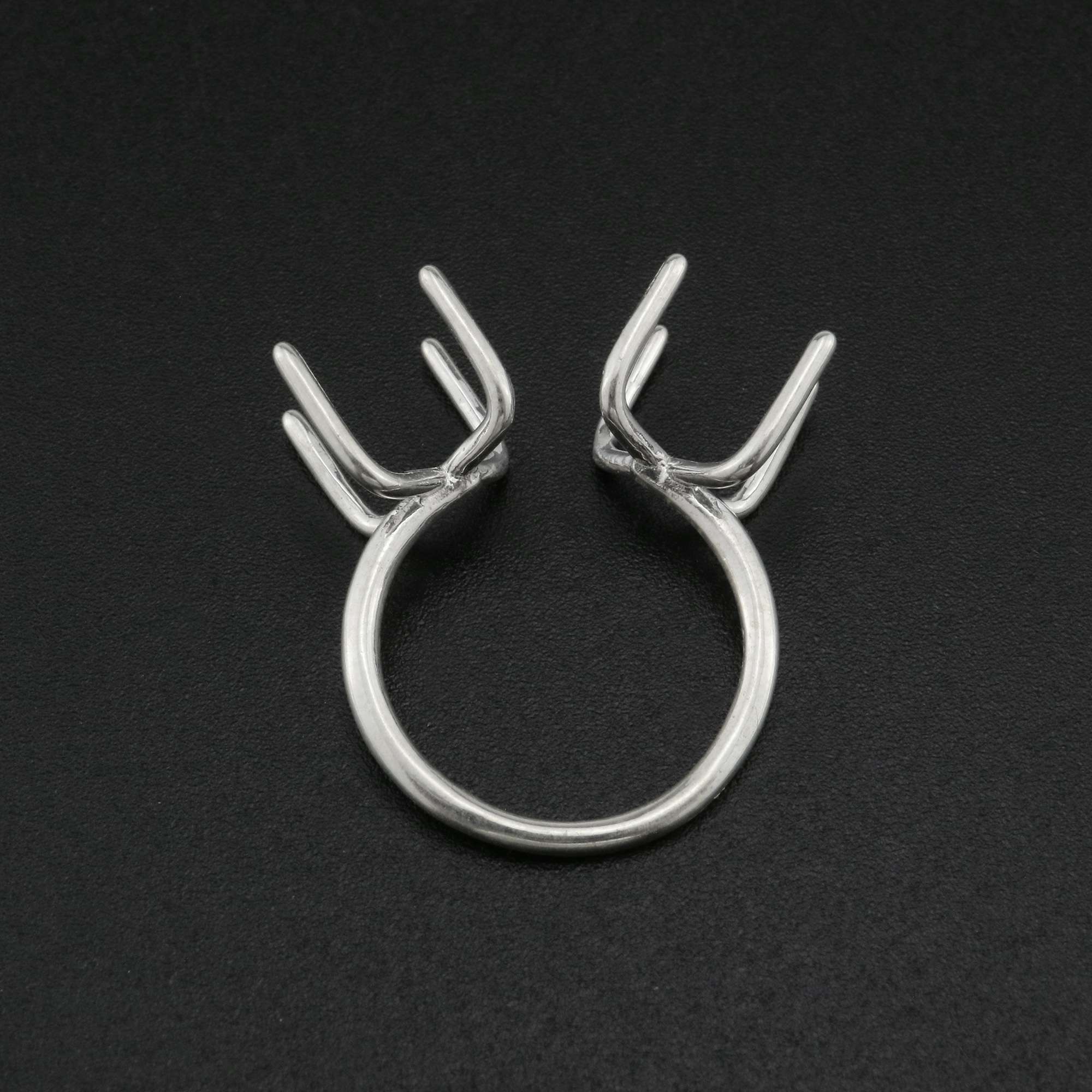 Irregular Stone Prong Claw Ring Settings Solid 925 Sterling Silver Raw Stone Adjustable Bezel Ring DIY supplies findings 1212070 - Click Image to Close