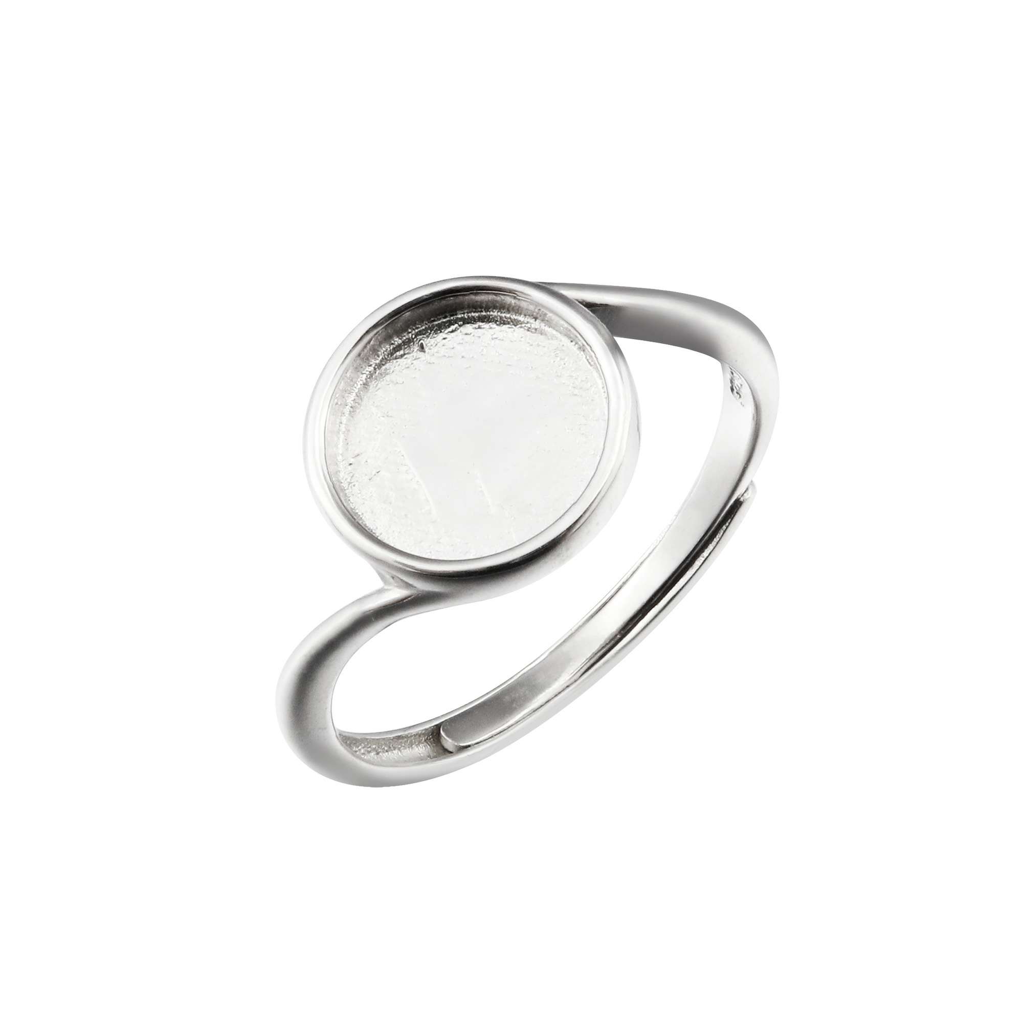 8MM 925 Sterling Silver Ring Settings Adjustable Round Blank Base