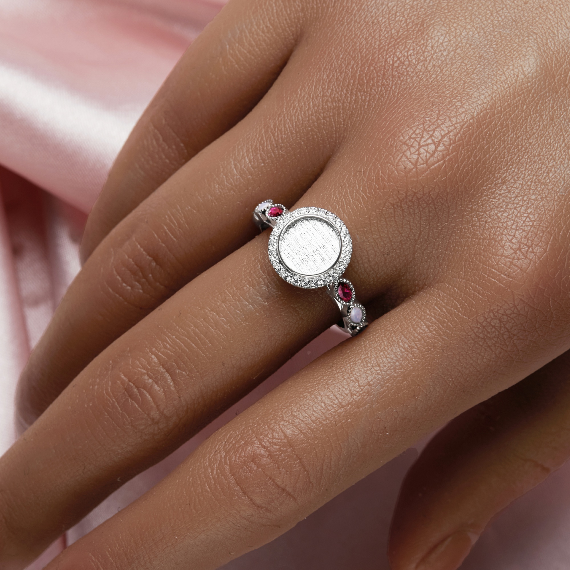 8MM Keepsake Breast Milk Resin Round Ring Settings,Solid Back 925 Sterling Silver Rose Gold Plated Birthstone Ring,Pave CZ Stone Ring,DIY Ring Supplies 1212096 - Click Image to Close