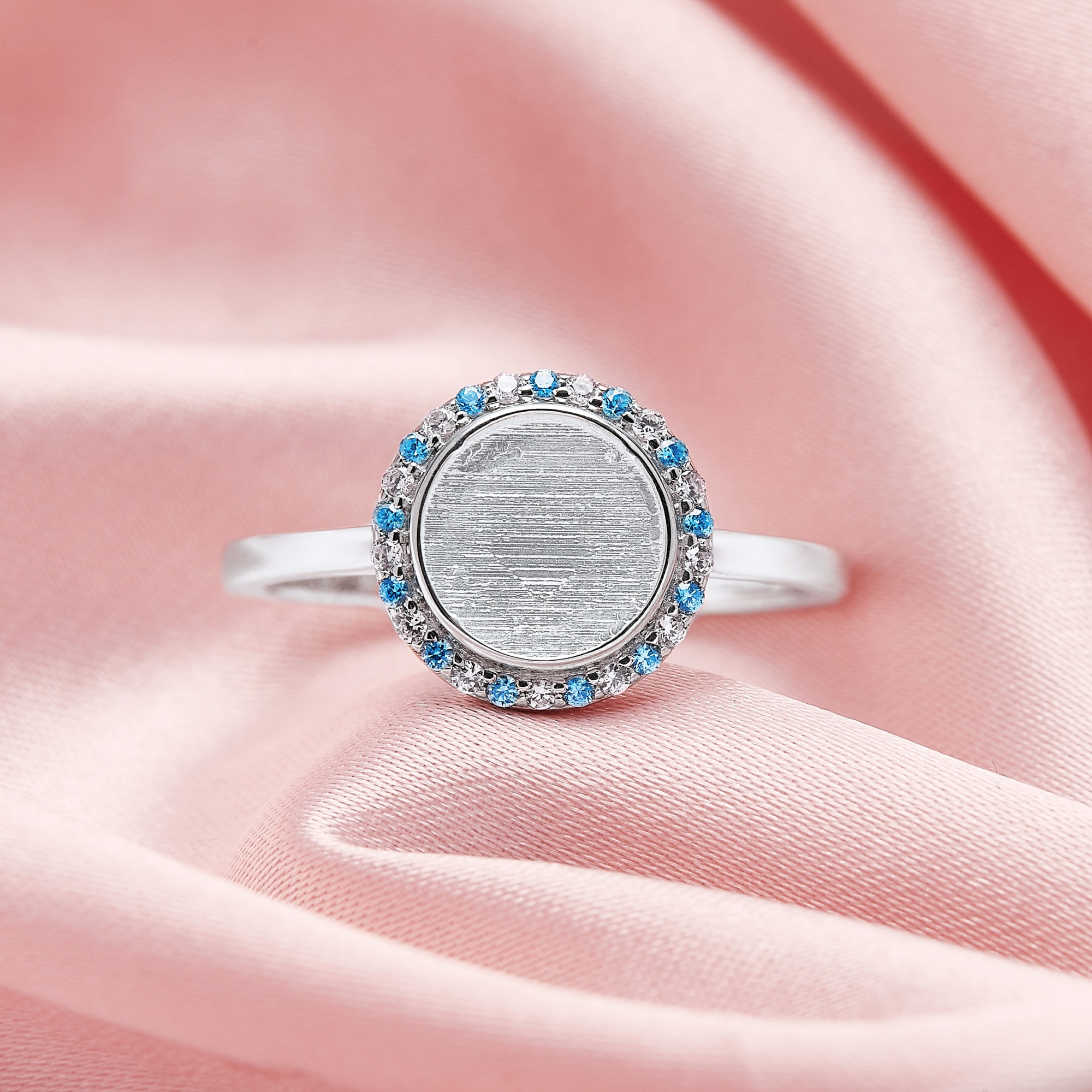 Keepsake Breast Milk Resin Halo Round Ring Settings,Solid Back 925 Sterling Silver Birthstone Ring,Pave CZ Stone Ring,DIY Ring Supplies 1212097 - Click Image to Close