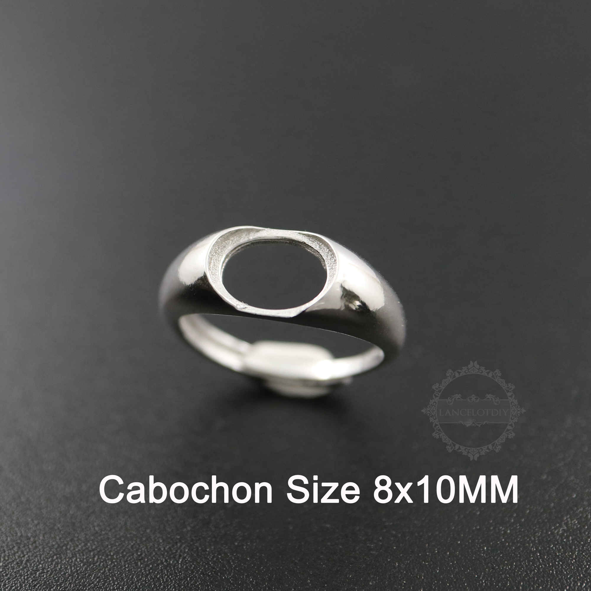 1Pcs 8X10MM Oval Bezel 925 Sterling Silver Ring Setting Bezel Basic Ring Size Diameter 17MM DIY Adjustable Ring Setting 1222009 - Click Image to Close