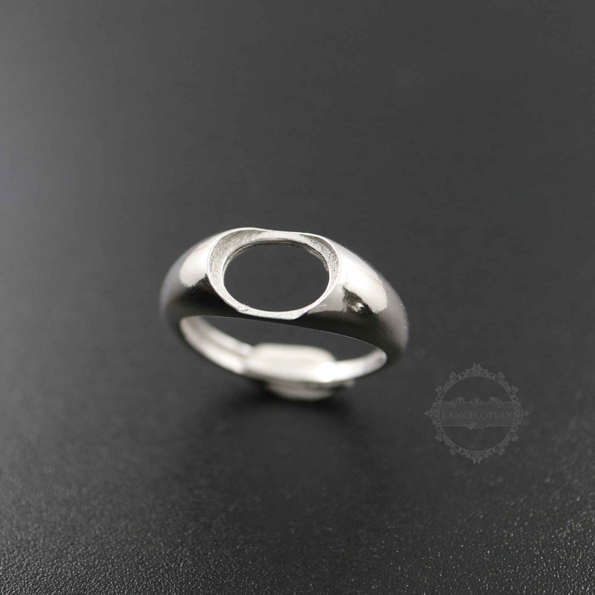 1Pcs 8X10MM Oval Bezel 925 Sterling Silver Ring Setting Bezel Basic Ring Size Diameter 17MM DIY Adjustable Ring Setting 1222009 - Click Image to Close