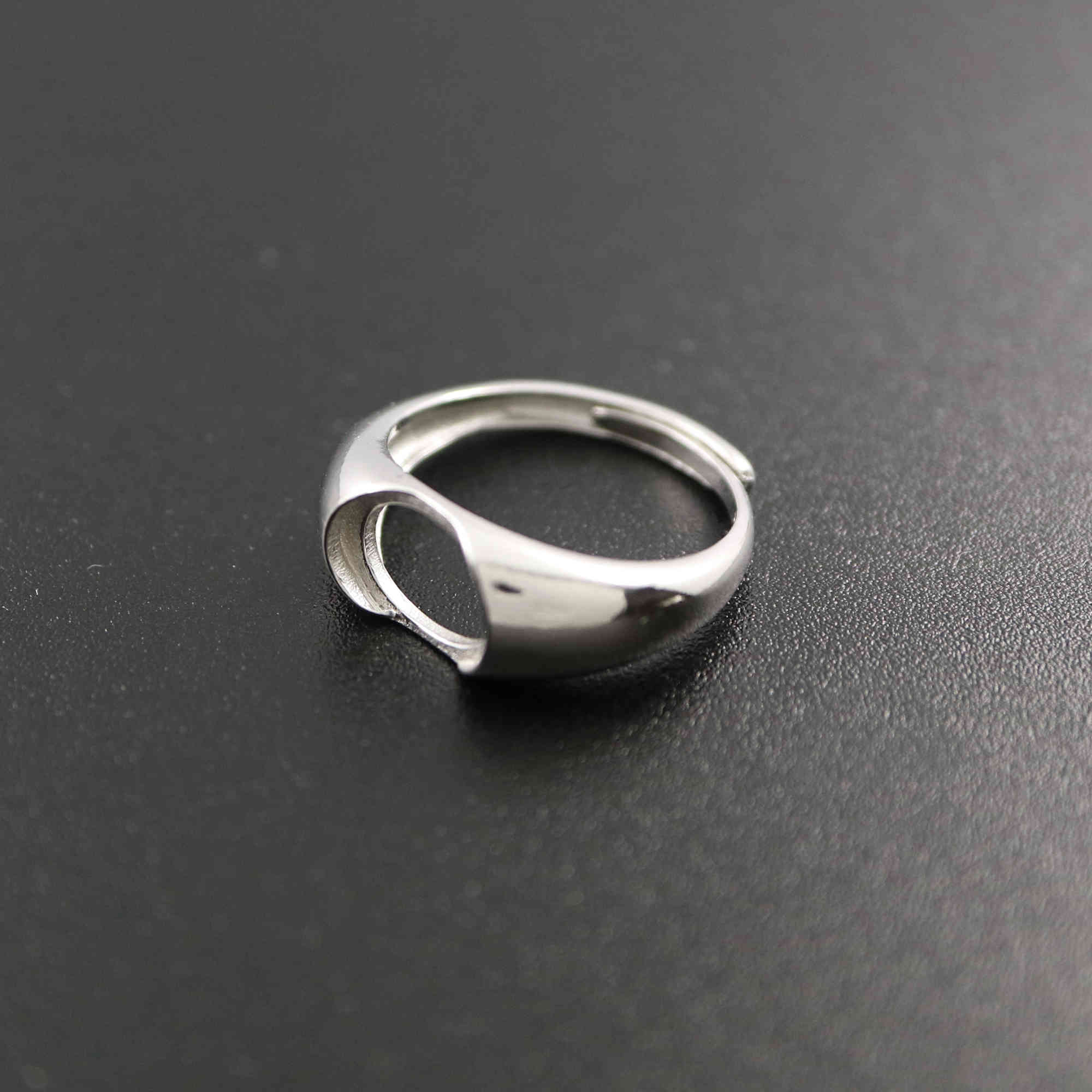 1Pcs 8X10MM Oval Bezel 925 Sterling Silver Ring Setting Bezel Basic Ring Size Diameter 17MM DIY Adjustable Ring Setting 1222009 - Click Image to Close