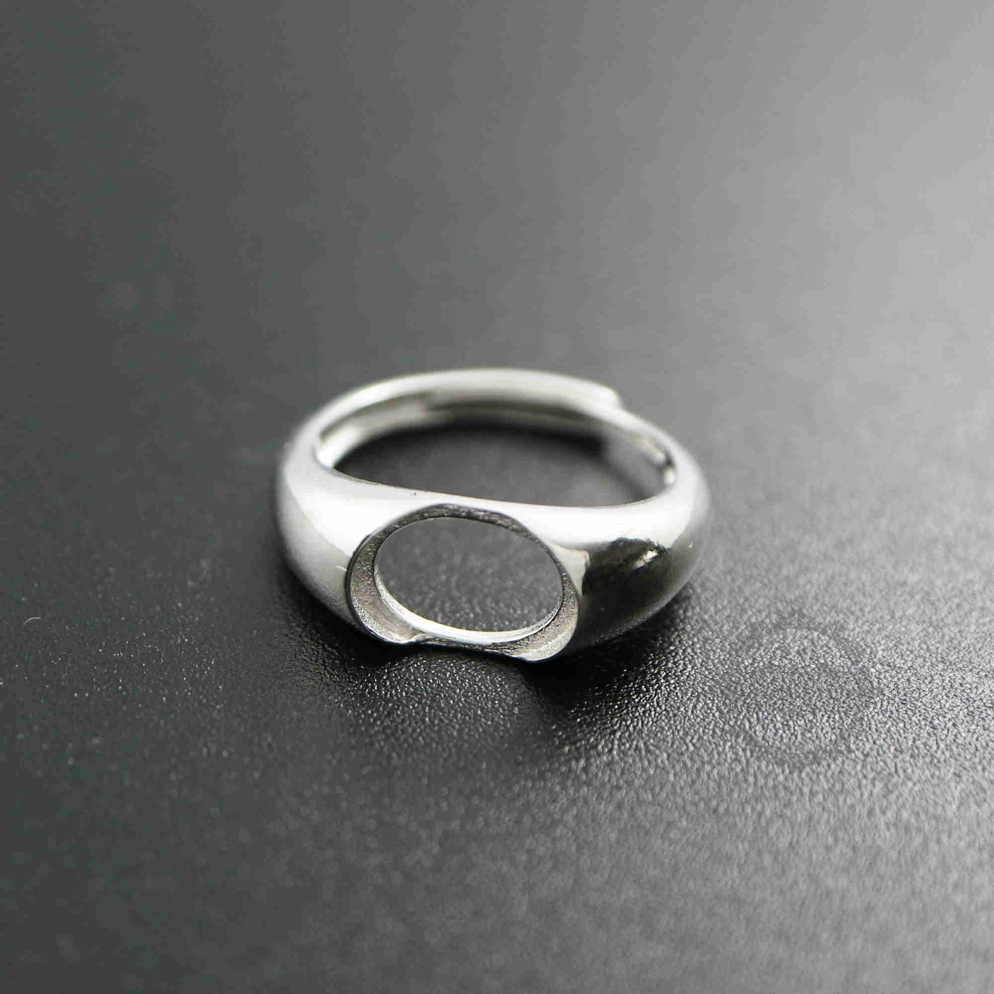 1Pcs 8X10MM Oval Bezel 925 Sterling Silver Ring Setting Bezel Basic Ring Size Diameter 17MM DIY Adjustable Ring Setting 1222009 - Click Image to Close