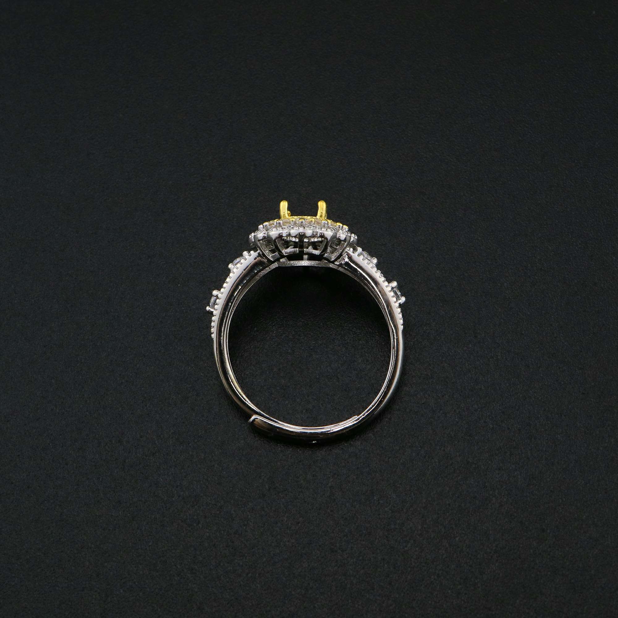 1Pcs 5x7MM Oval Prong Ring Settings Blank Adjustable Lace Vintage Style Gold Plated Solid 925 Sterling Silver DIY Pave Shank Bezel Tray for Gemstone 1222038 - Click Image to Close