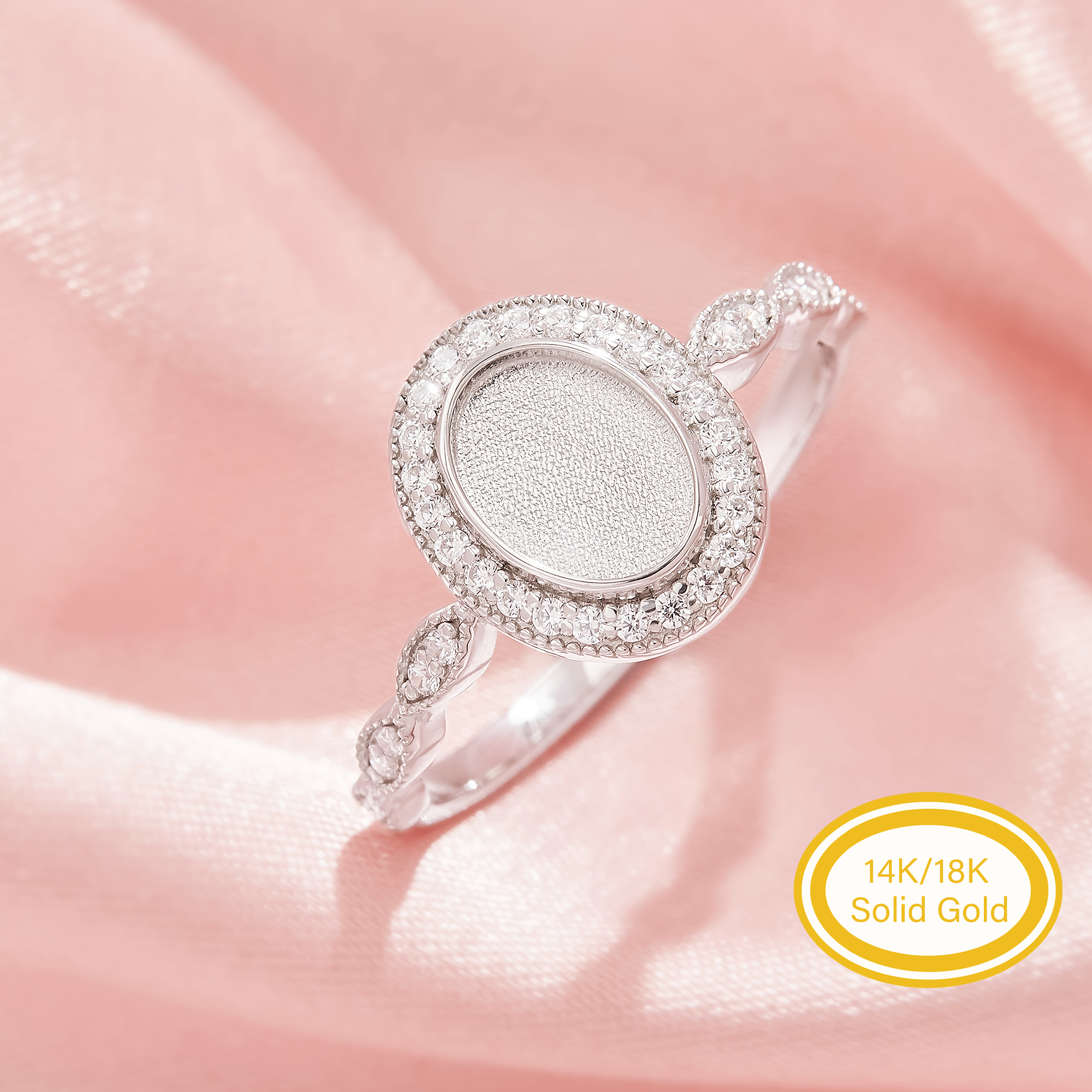 Keepsake Mother's Milk Resin Halo Oval Ring Bezel Settings,Solid 14K 18K Gold Ring,Art Deco Oval Ring,DIY Ring Supplies 1222160 Keepsake Mother's Milk Resin Halo Oval Ring Bezel Settings,Solid 14K 18K Gold Ring,Art Deco Oval Ring,DIY Ring Supplies 1222160