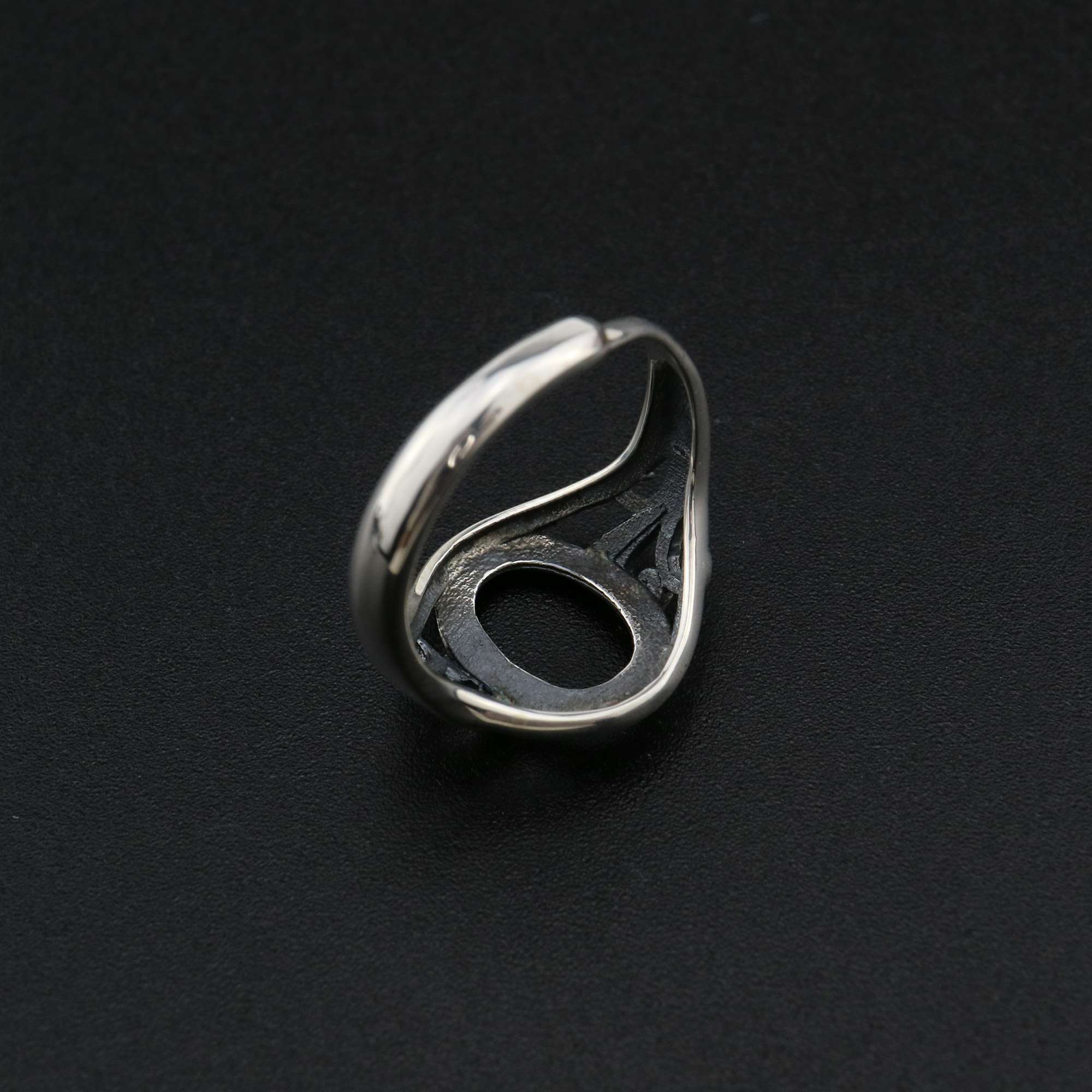 1Pcs 8x12MM Oval Ring Settings Adjustable for Cabochon Stone Antiqued Style Solid 925 Sterling Silver DIY Bezel Tray Supplies 1223110 - Click Image to Close