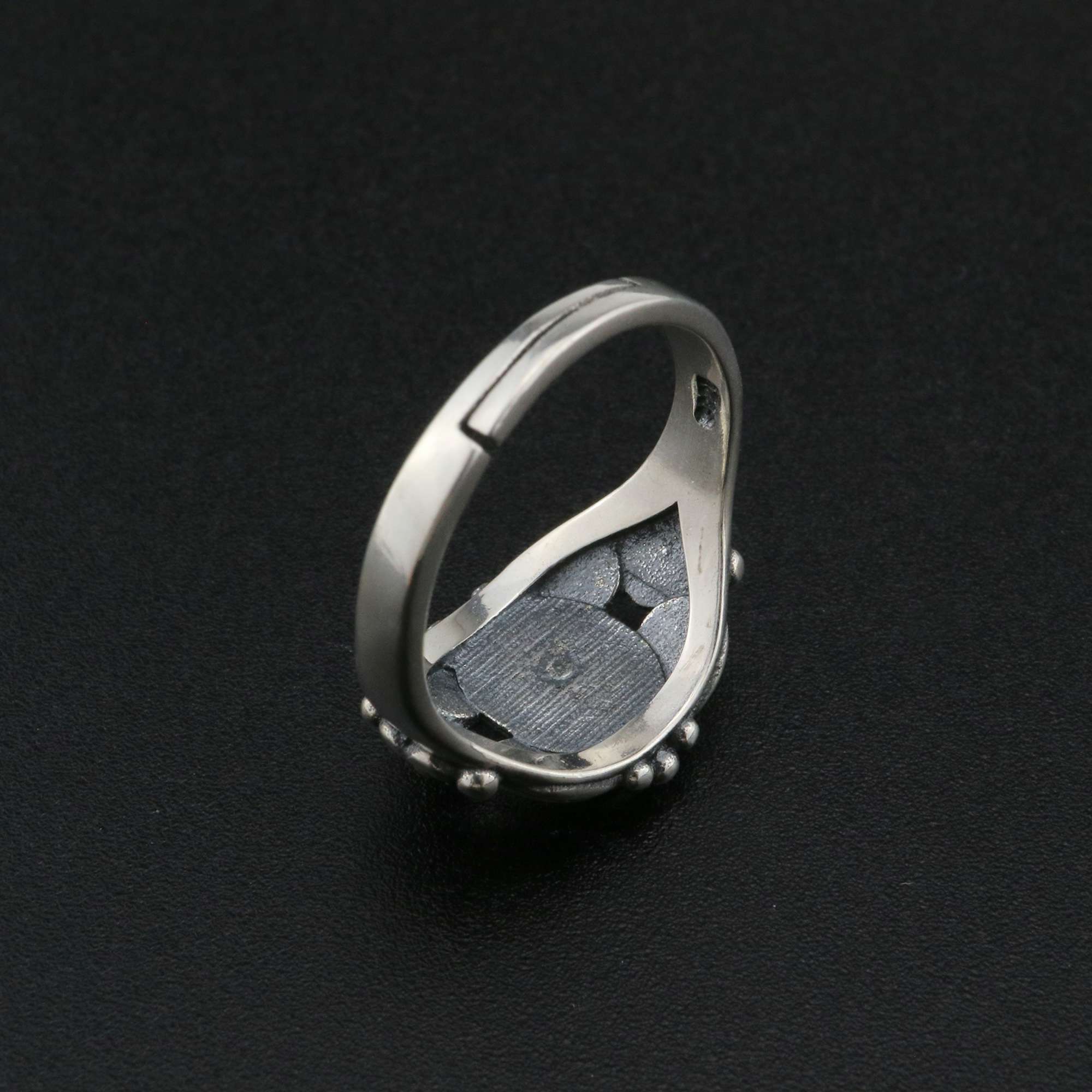 6x8MM Oval Ring Settings Vintage Style Antiqued Solid 925 Sterling Silver Adjustable Ring Bezel DIY Supplies 1223113 - Click Image to Close