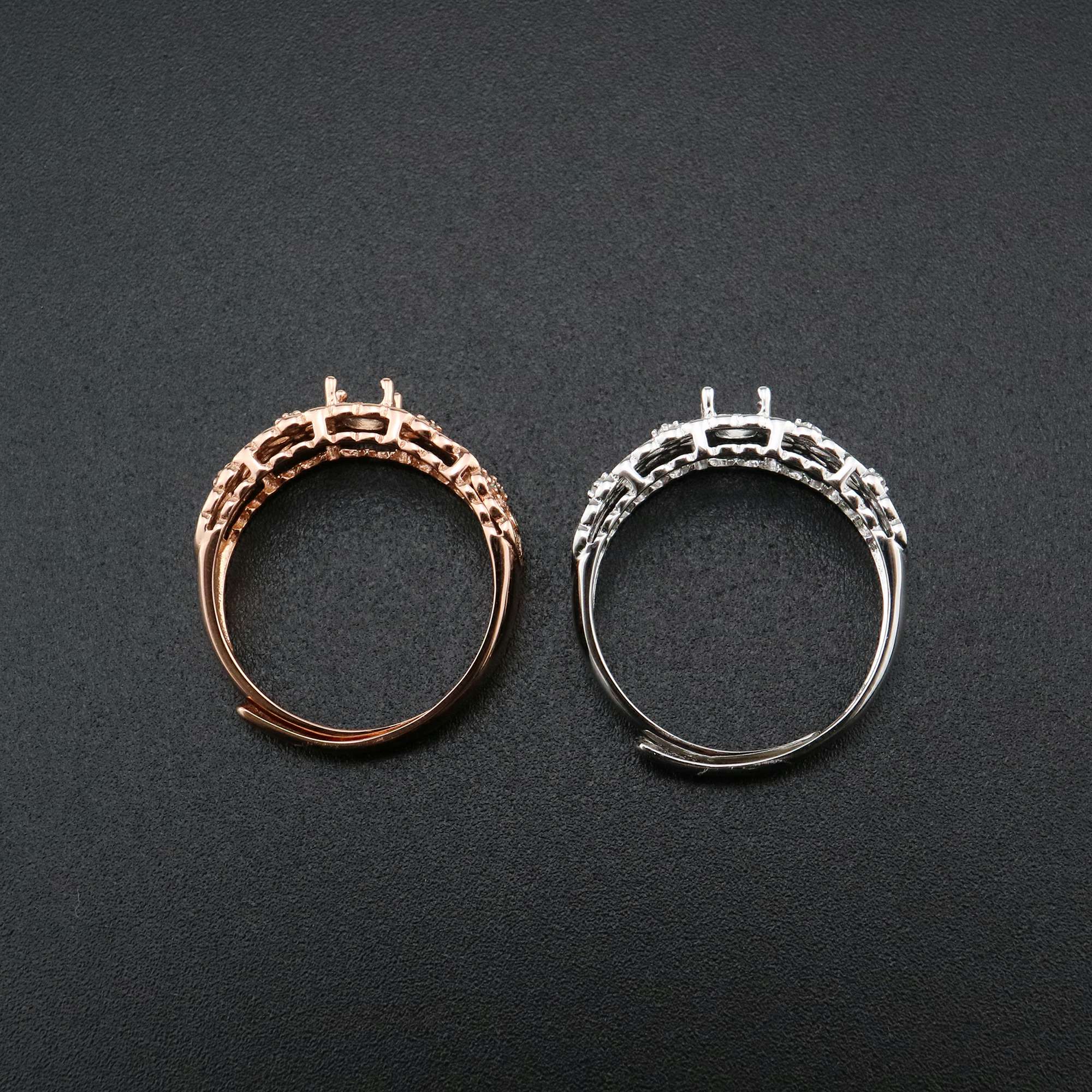 1Pcs 4x6MM Oval Bezel Vintage Style Filigree Shank Rose Gold Plated Solid 925 Sterling Silver Adjustable Prong Ring Settings Blank for Gemstone 1224035 - Click Image to Close