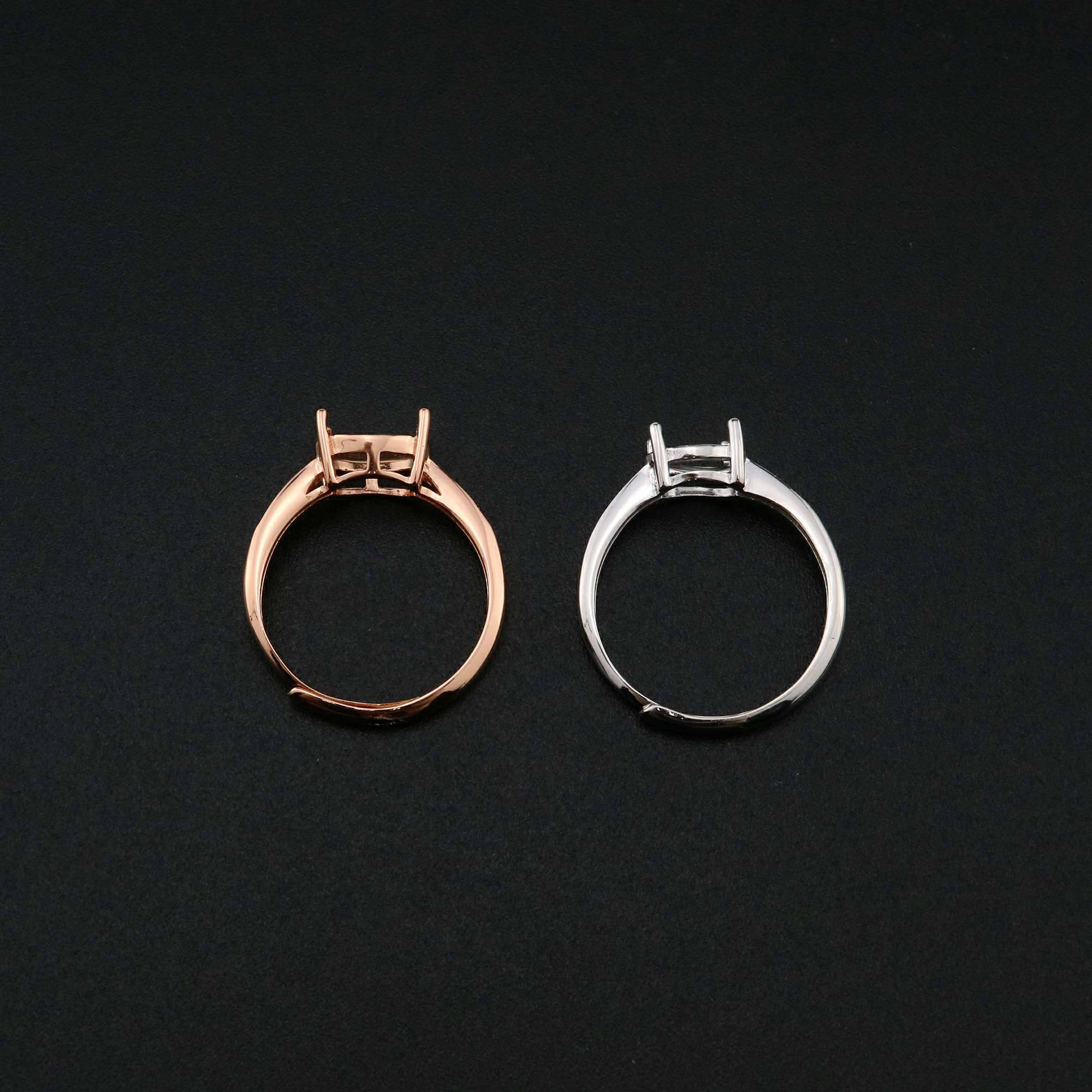 1Pcs Oval Prong Ring Settings Blank Adjustable Rose Gold Plated Solid 925 Sterling Silver DIY Pave Shank Bezel Tray for Gemstone 1224050 - Click Image to Close