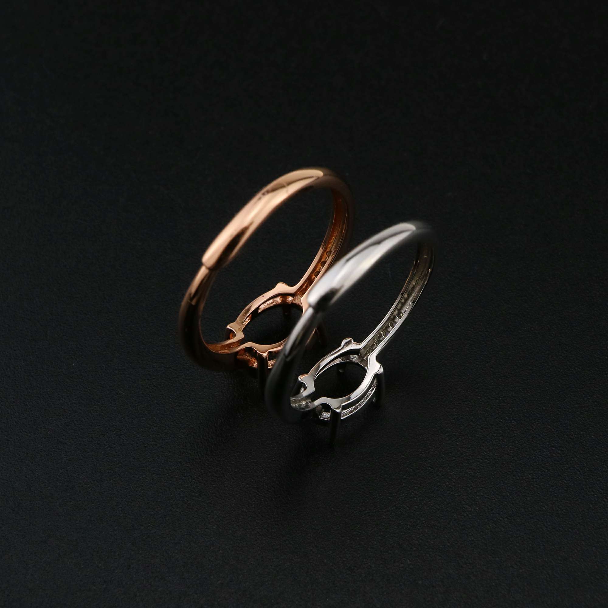 1Pcs Oval Prong Ring Settings Blank Adjustable Rose Gold Plated Solid 925 Sterling Silver DIY Pave Shank Bezel Tray for Gemstone 1224050 - Click Image to Close