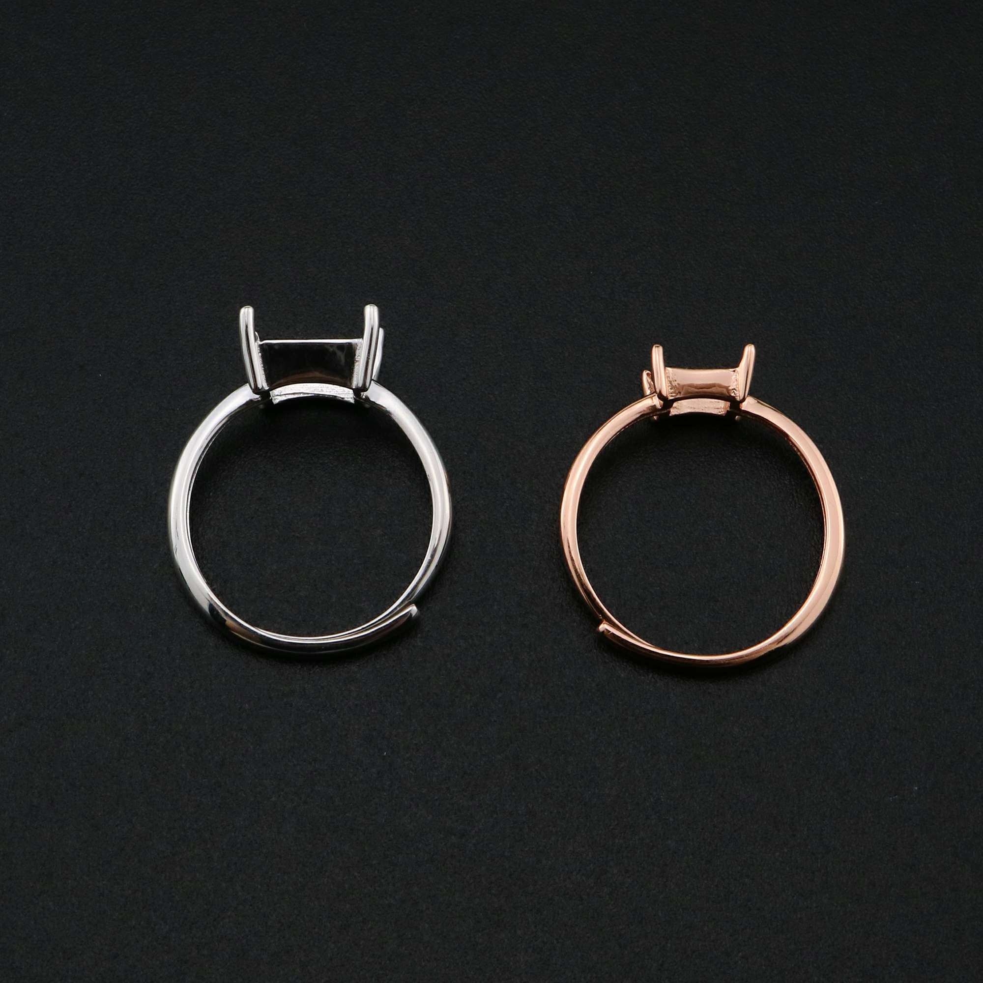 1Pcs 3-8MM Square Prong Ring Settings Blank Rose Gold Plated Solid 925 Sterling Silver DIY Bezel Tray for Gemstone 1294200 - Click Image to Close