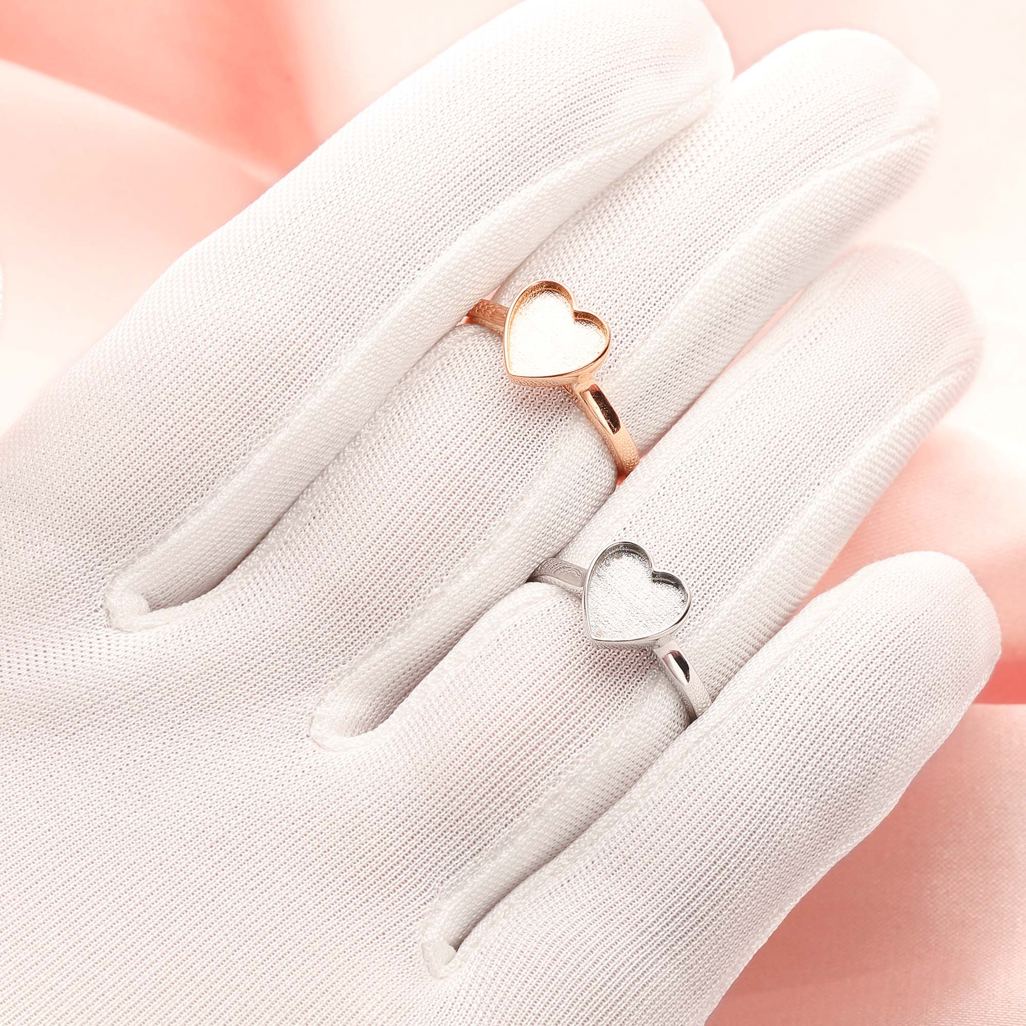 Keepsake Breast Milk Resin Heart Bezel Ring Settings,Solid 14K 18K Gold Ring,Simple Heart Ring,DIY Ring Supplies 1294640 - Click Image to Close